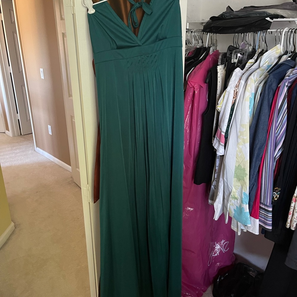 Retro Halter long green dress - Size 11 Junior